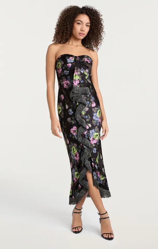 Women Cinq Sept Midi Midnight Bloom Elise Dress Midnight Multi