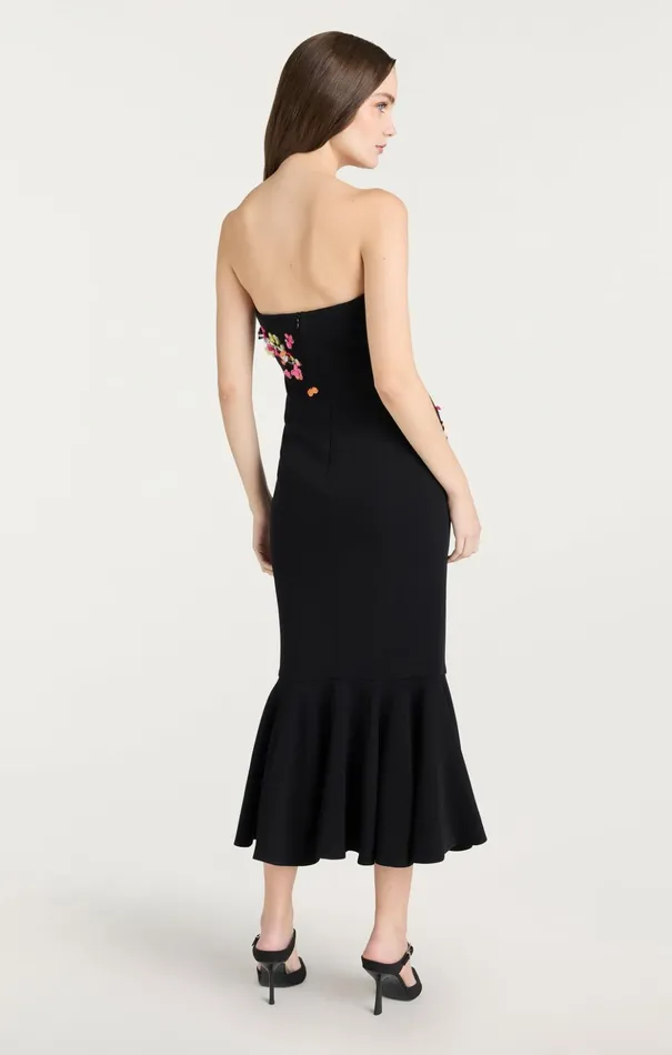 Women Cinq Sept Midi Paillette Vines Juniper Dress Blackmulti