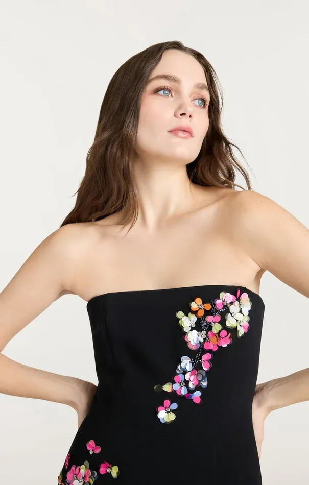Women Cinq Sept Midi Paillette Vines Juniper Dress Blackmulti