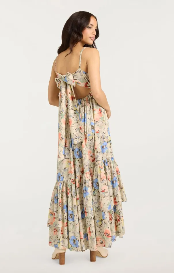 Women Cinq Sept Midi Painted Garden Hailey Dress Ivory Multi