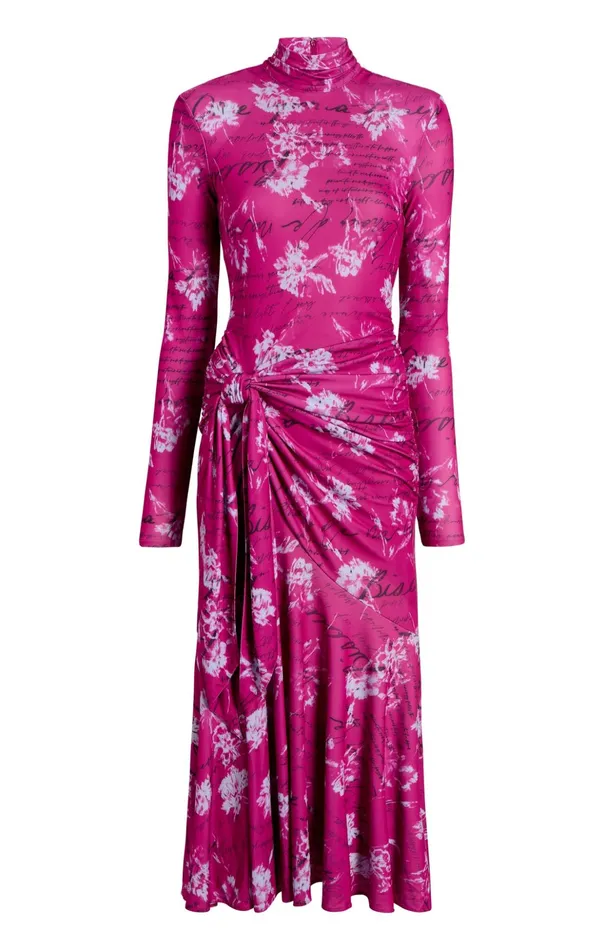 Women Cinq Sept Midi Warm Carnation Johnson Dress Plum Radish Multi