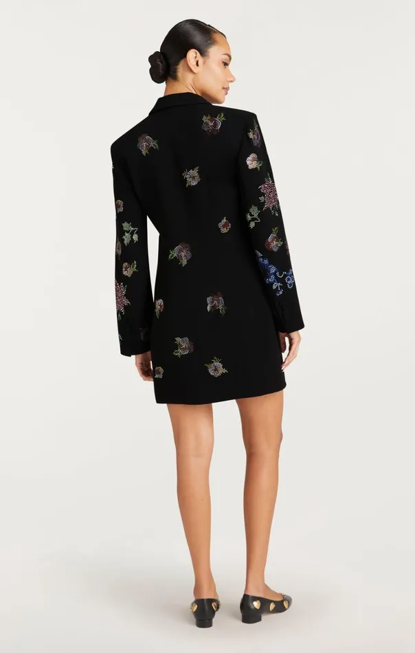 Women Cinq Sept Mini Heatset Pansy Garden Long Sleeve Joel Dress Blackmulti