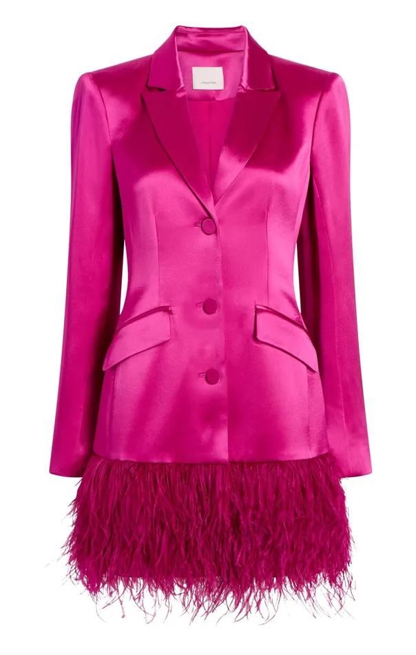 Women Cinq Sept Mini Long Sleeve Feather Joel Dress Plum Radish