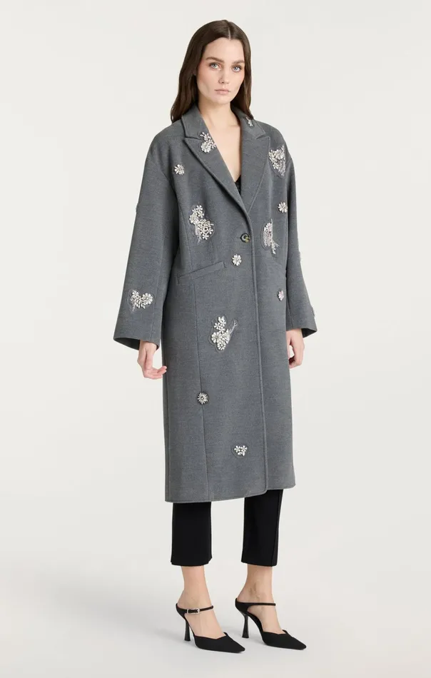 Women Cinq Sept Outerwear Crystal Ivy Gravis Coat Heather Grey