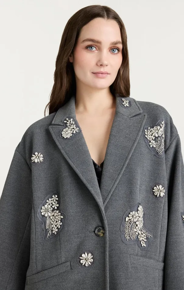 Women Cinq Sept Outerwear Crystal Ivy Gravis Coat Heather Grey
