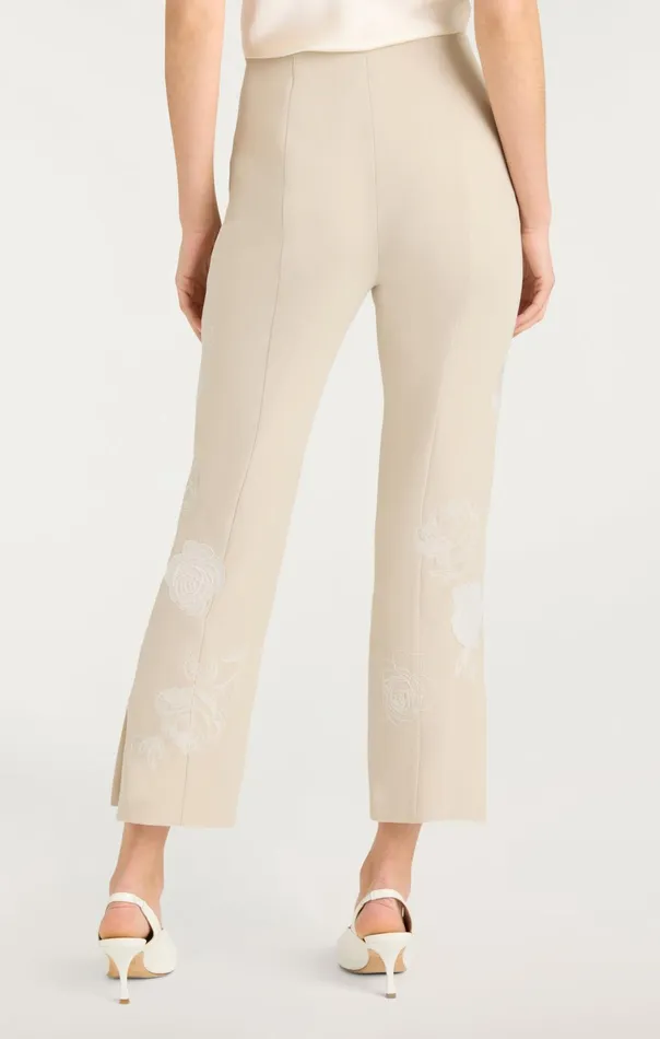 Women Cinq Sept Pants Floating Roses Embellished Cropped Brianne Pant Plasterivory