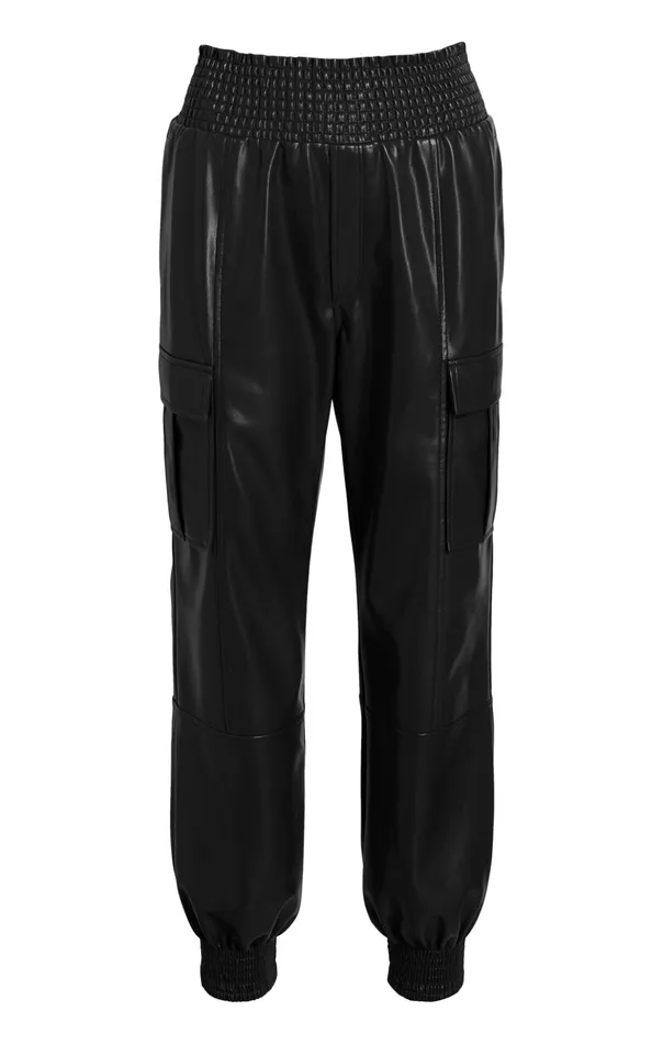 Women Cinq Sept Pants Lite Vegan Leather Jenning Pants Black