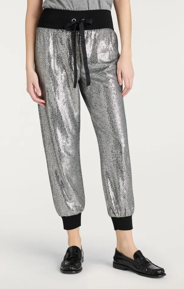 Women Cinq Sept Pants Sequin Giles Pant Silver