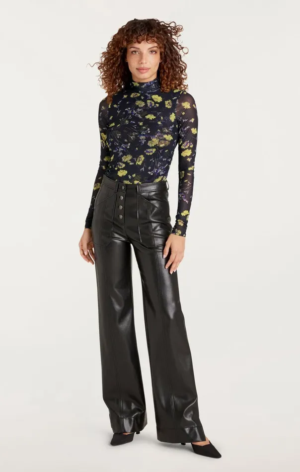 Women Cinq Sept Pants Vegan Leather Long Benji Pant Black