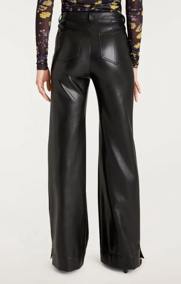 Women Cinq Sept Pants Vegan Leather Long Benji Pant Black