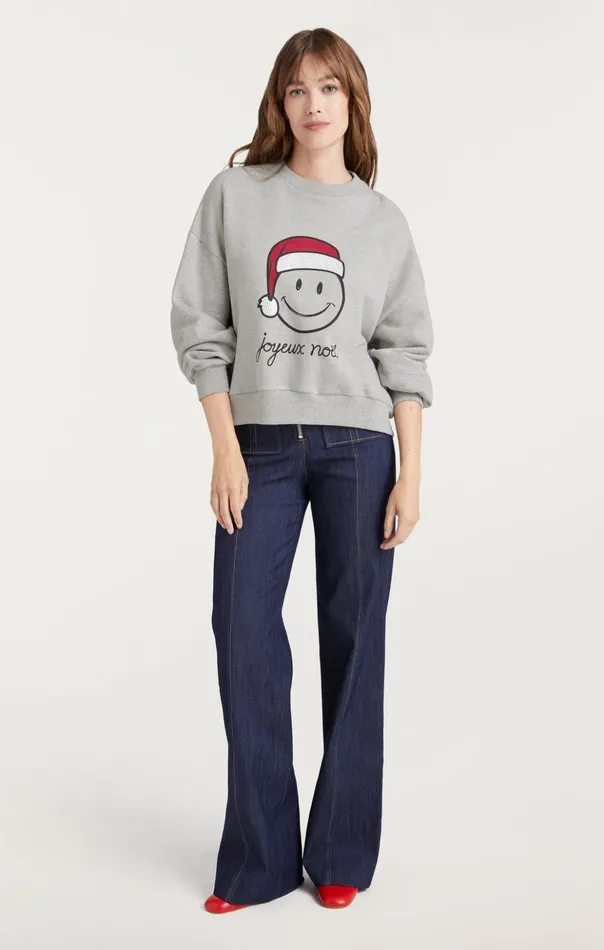 Women Cinq Sept Sweaters and Knits Heatset Smiley Joyeux Brandy Pullover Heather Greyblack