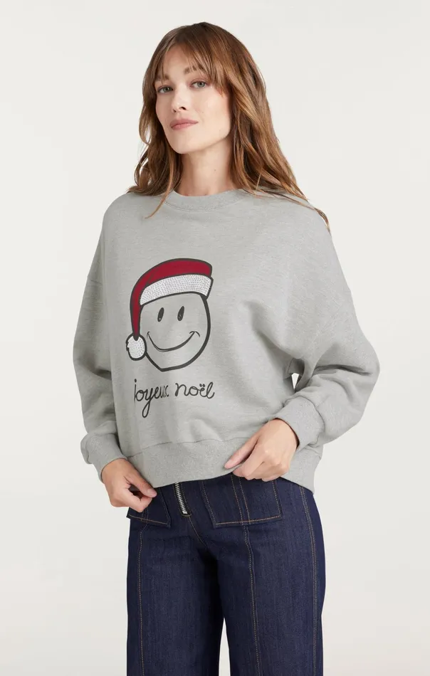 Women Cinq Sept Sweaters and Knits Heatset Smiley Joyeux Brandy Pullover Heather Greyblack