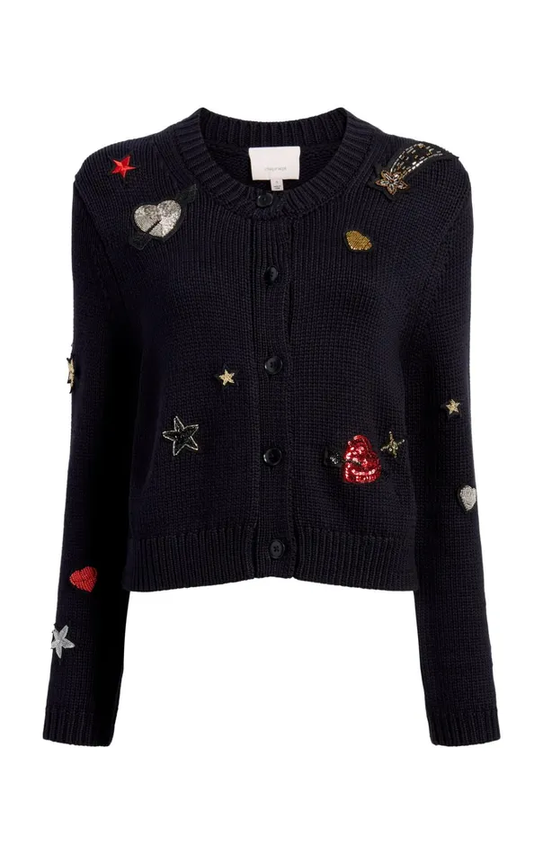 Women Cinq Sept Sweaters and Knits Nebula Embellished Piera Cardigan Black