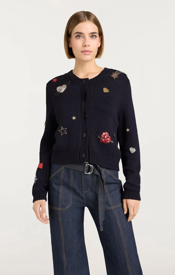 Women Cinq Sept Sweaters and Knits Nebula Embellished Piera Cardigan Black