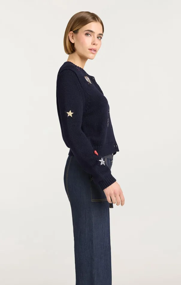 Women Cinq Sept Sweaters and Knits Nebula Embellished Piera Cardigan Black