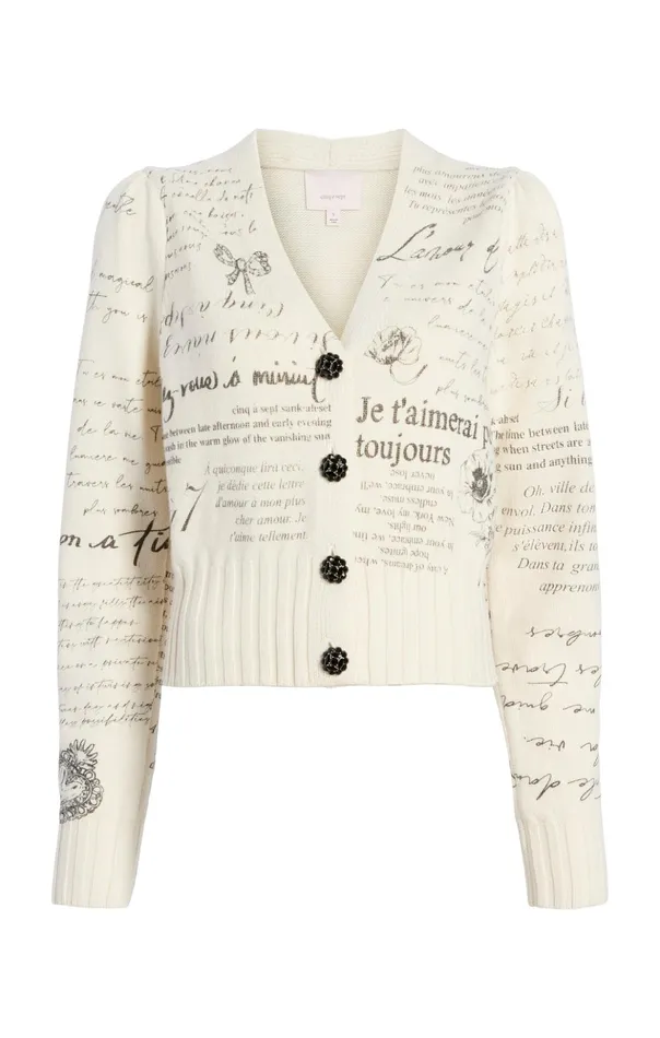 Women Cinq Sept Sweaters and Knits Printed Lovenotes Morgan Cardigan Ivoryblack Women Cinq Sept Sweaters and Knits Printed Lovenotes Morgan Cardigan Ivoryblack