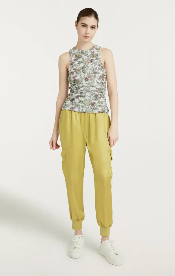 Women Cinq Sept Tank Tops and Camisoles Botanical Floral Dasha Top Ivory Multi