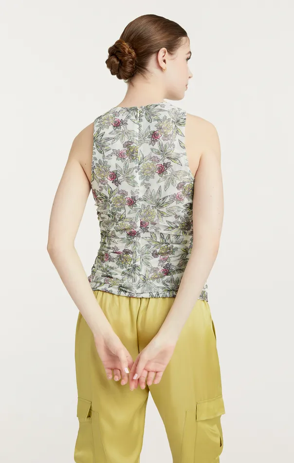 Women Cinq Sept Tank Tops and Camisoles Botanical Floral Dasha Top Ivory Multi