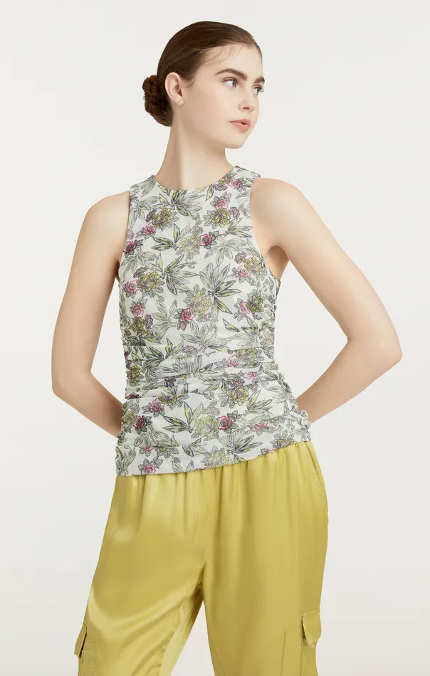 Women Cinq Sept Tank Tops and Camisoles Botanical Floral Dasha Top Ivory Multi