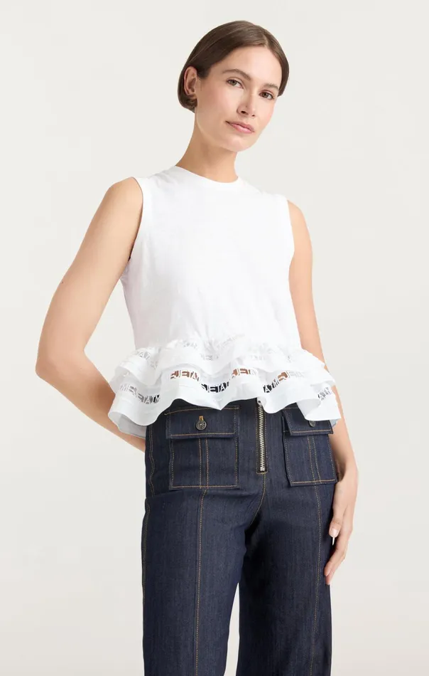 Women Cinq Sept Tank Tops and Camisoles Landri Top White
