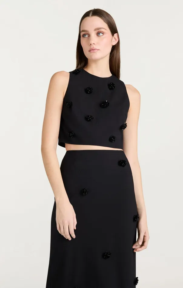 Women Cinq Sept Tank Tops and Camisoles Sequin Dot Abbie Top Blackblack