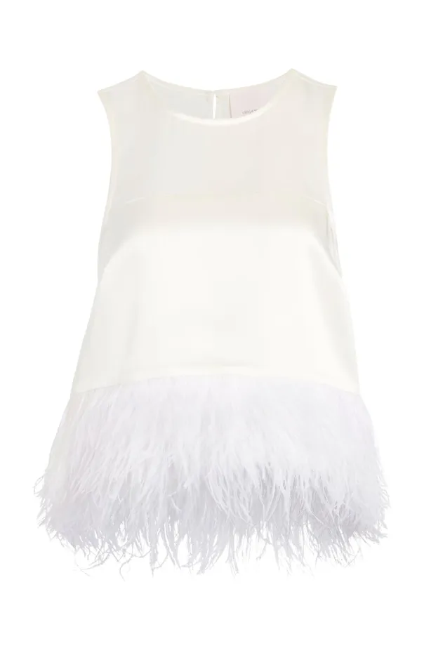 Women Cinq Sept Tank Tops and Camisoles Smooth Satin Charisse Top Ivory