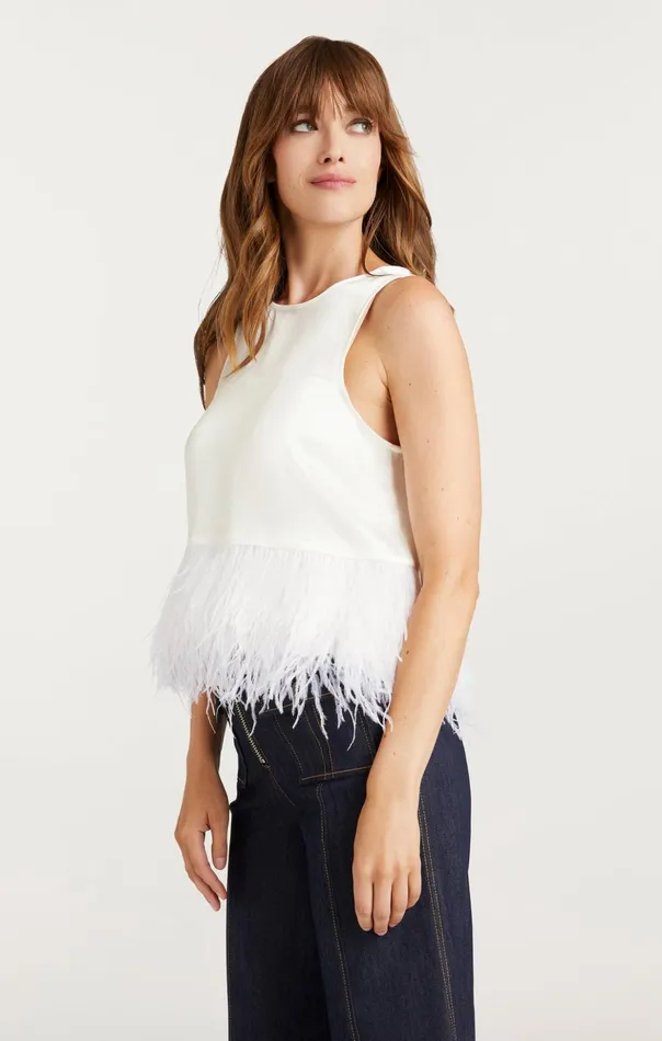 Women Cinq Sept Tank Tops and Camisoles Smooth Satin Charisse Top Ivory