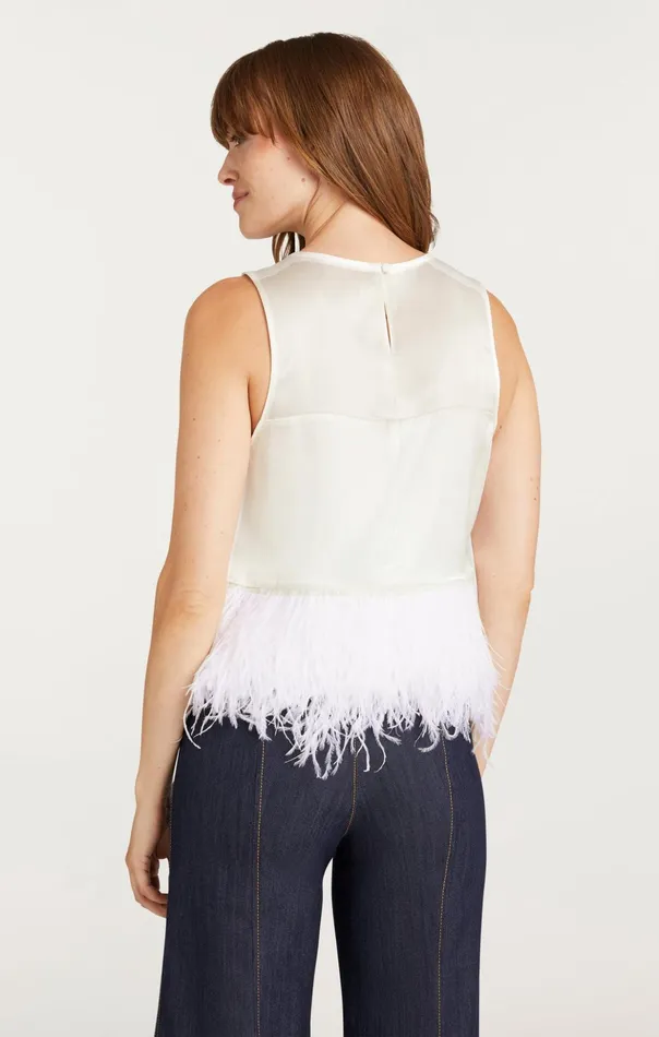 Women Cinq Sept Tank Tops and Camisoles Smooth Satin Charisse Top Ivory