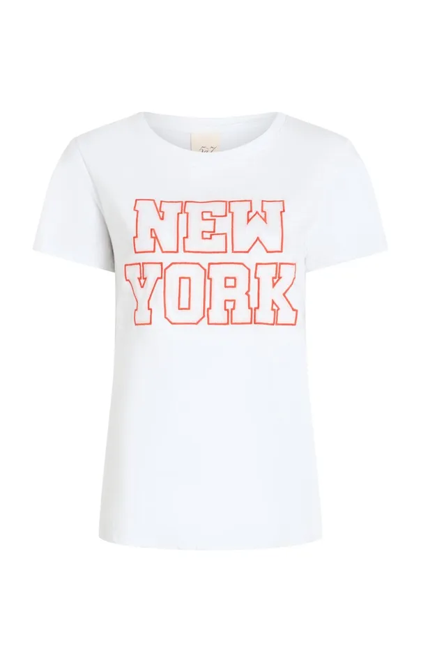 Women Cinq Sept Tees and Pullovers Chainstitch Paris New York Tee Whitedeep Tangelo Women Cinq Sept Tees and Pullovers Chainstitch Paris New York Tee Whitedeep Tangelo