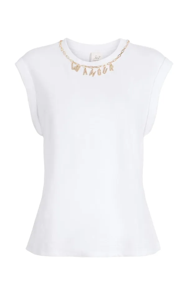 Women Cinq Sept Tees and Pullovers L039amour Necklace Bella Tee White