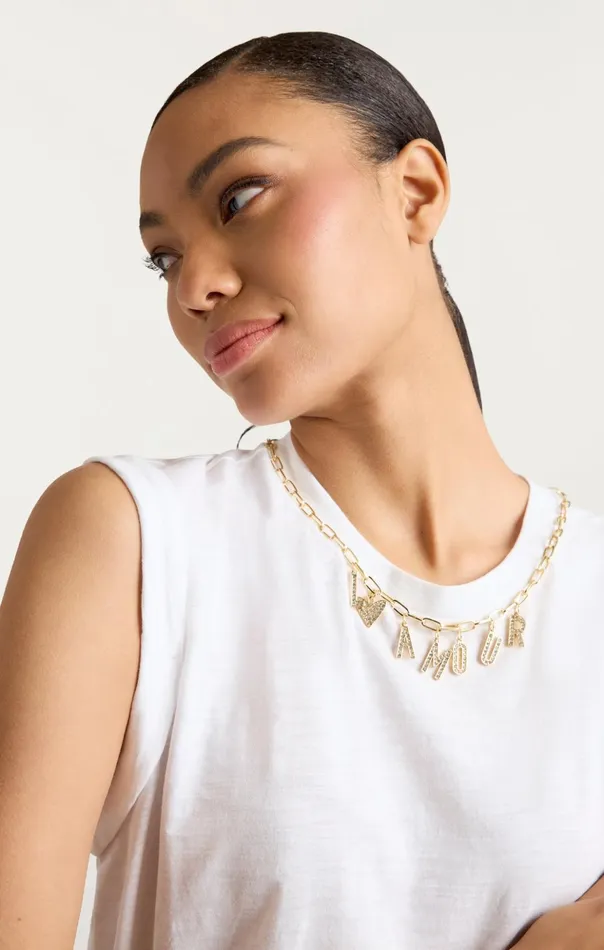 Women Cinq Sept Tees and Pullovers L039amour Necklace Bella Tee White