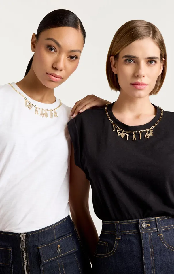 Women Cinq Sept Tees and Pullovers L039amour Necklace Bella Tee White