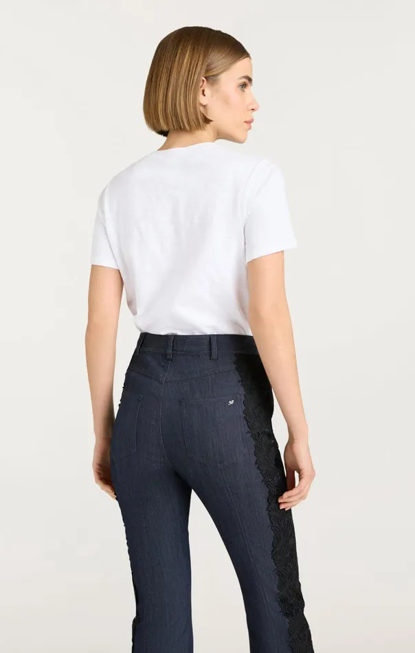 Women Cinq Sept Tees and Pullovers Textured Je T039aime Tee Whiteblack