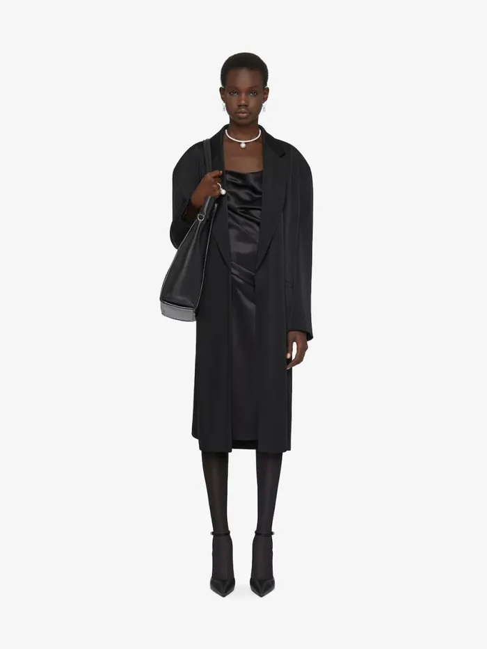 Women Coats and Jackets Givenchy Coat In Crepe And Satin Black