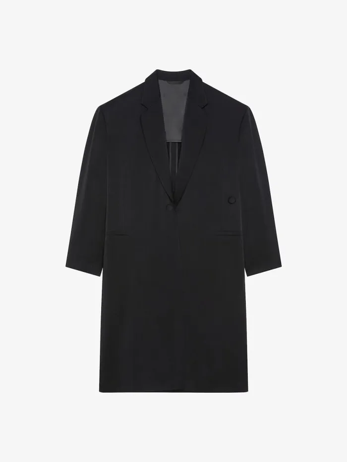 Women Coats and Jackets Givenchy Coat In Crepe And Satin Black