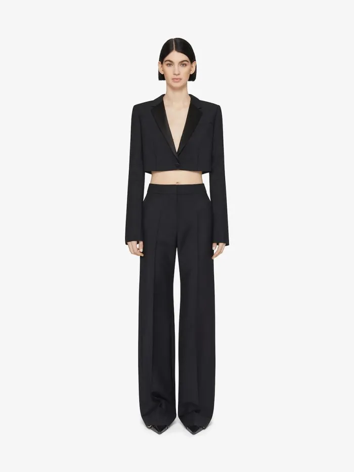 Women Coats and Jackets Givenchy Cropped Jacket In Wool And Mohair Black