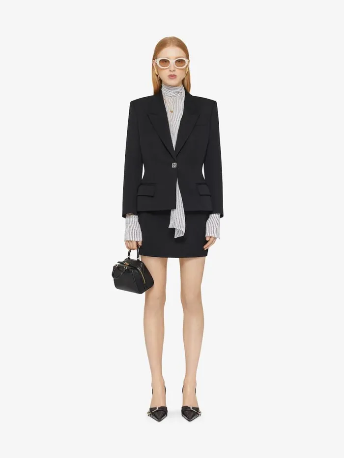 Women Coats and Jackets Givenchy Jacket In Wool With 4G Liquid Detail Black