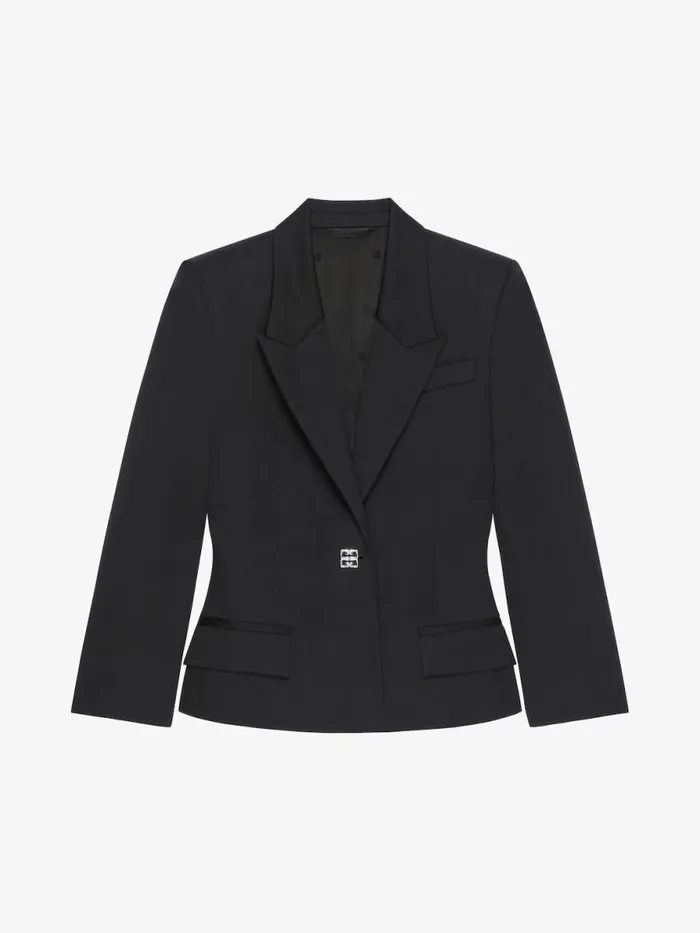 Women Coats and Jackets Givenchy Jacket In Wool With 4G Liquid Detail Black