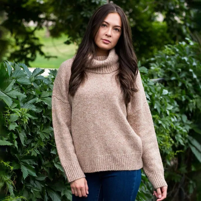 Women Cowl Neck Sweater Oxford Tan Melange KJUS Midlayers and Sweaters