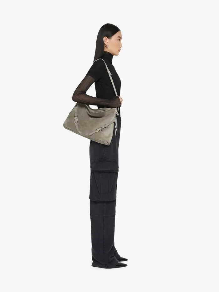 Women Crossbody Bags Givenchy Medium Voyou Bag In Suede Medium Grey Women Crossbody Bags Givenchy Medium Voyou Bag In Suede Medium Grey