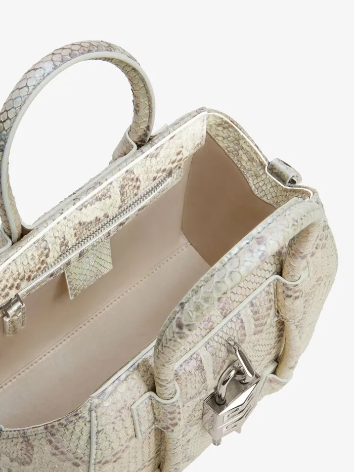 Women Crossbody Bags Givenchy Mini Antigona Lock Bag In Python With Pearl Effect Dusty Golden