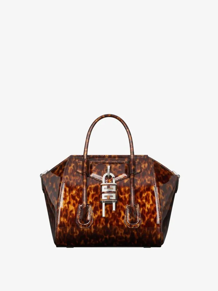 Women Crossbody Bags Givenchy Mini Antigona Lock Bag In Tortoiseshell Leather Blackbrown