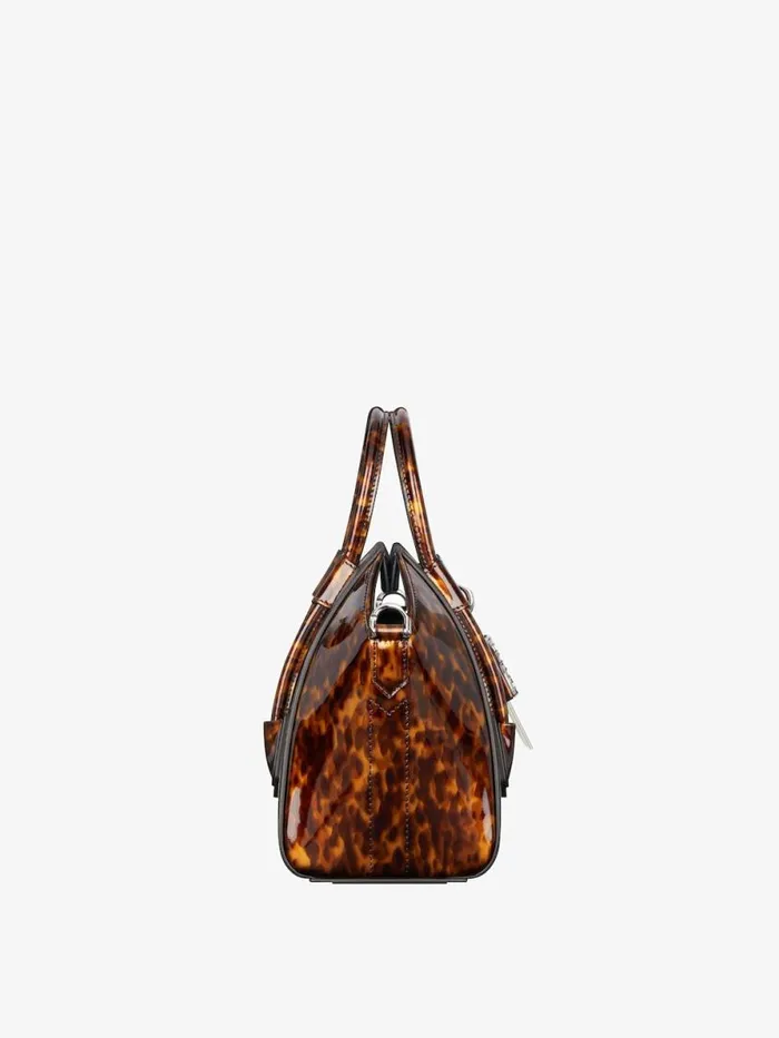 Women Crossbody Bags Givenchy Mini Antigona Lock Bag In Tortoiseshell Leather Blackbrown