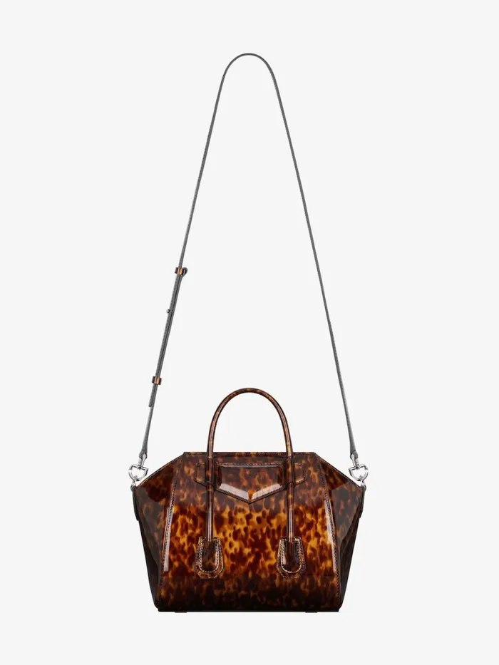 Women Crossbody Bags Givenchy Mini Antigona Lock Bag In Tortoiseshell Leather Blackbrown