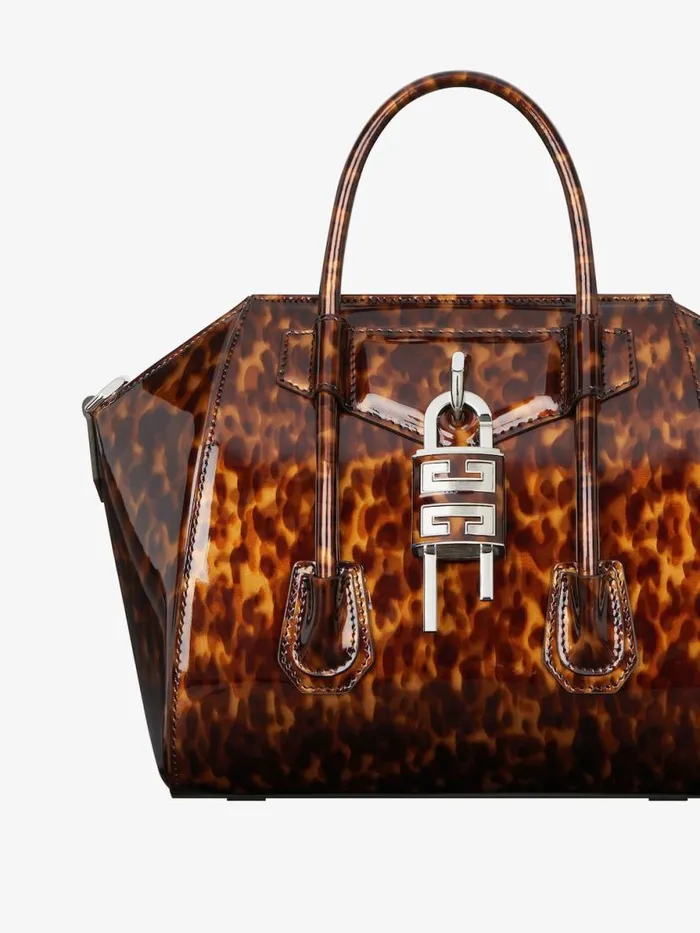 Women Crossbody Bags Givenchy Mini Antigona Lock Bag In Tortoiseshell Leather Blackbrown