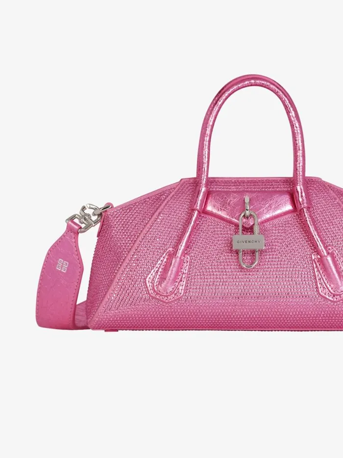 Women Crossbody Bags Givenchy Mini Antigona Stretch Bag In Satin And Strass Neon Pink Women Crossbody Bags Givenchy Mini Antigona Stretch Bag In Satin And Strass Neon Pink