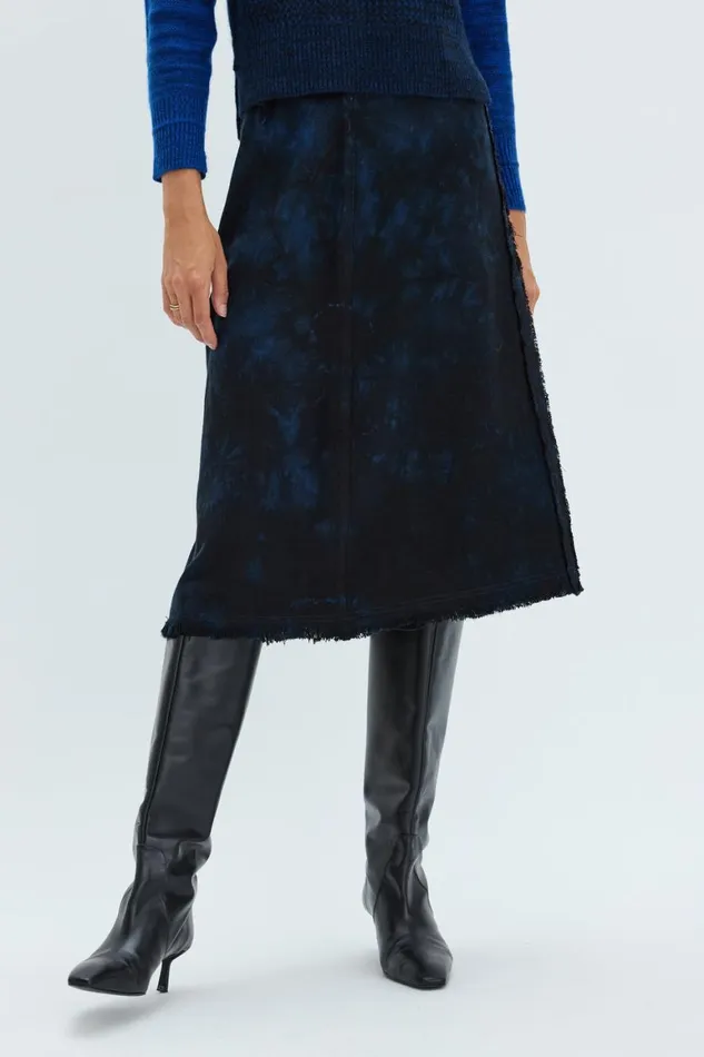 Women Dark Indigo Denim Aurora Skirt Raquel Allegra Sweaters and Knits