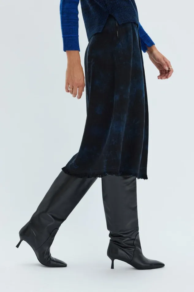 Women Dark Indigo Denim Aurora Skirt Raquel Allegra Sweaters and Knits