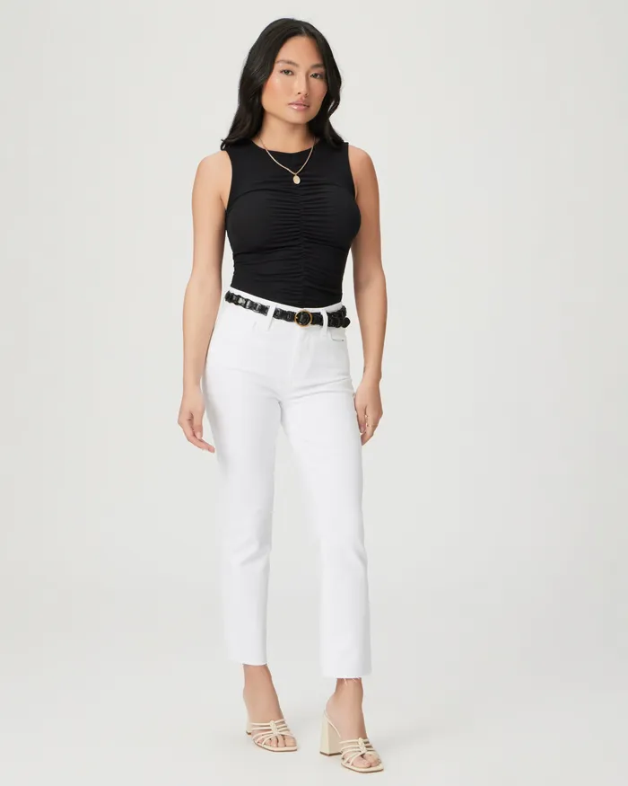 Women Denim PAIGE Cindy Crop Petite Straight Jean 8211 Crisp White