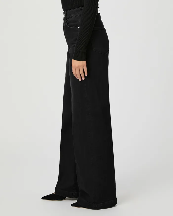 Women Denim PAIGE Flaunt Denim Ambition Wide Leg Jean 8211 Midnight Raven